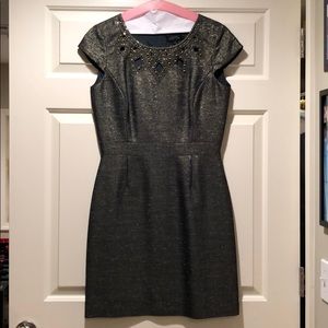 Green and gold capped sleeve dress size 6